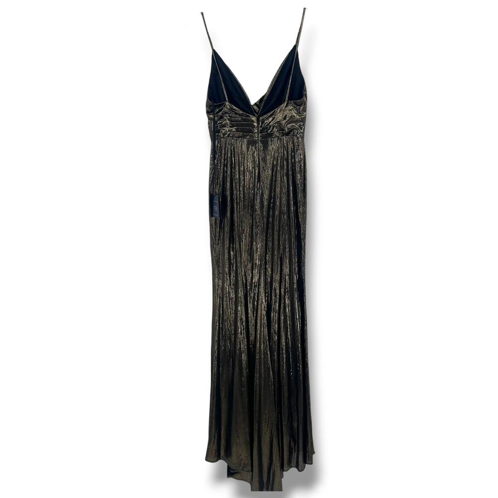 NWT Ieena Mac Duggal 26408 Bronze Metallic Faux Wrap Maxi Gown Dress Size 6 - Picture 8 of 11
